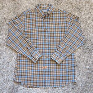 Wedgefield Blue & Brown Plaid Button Down Shirt With Front Pocket Size: Large